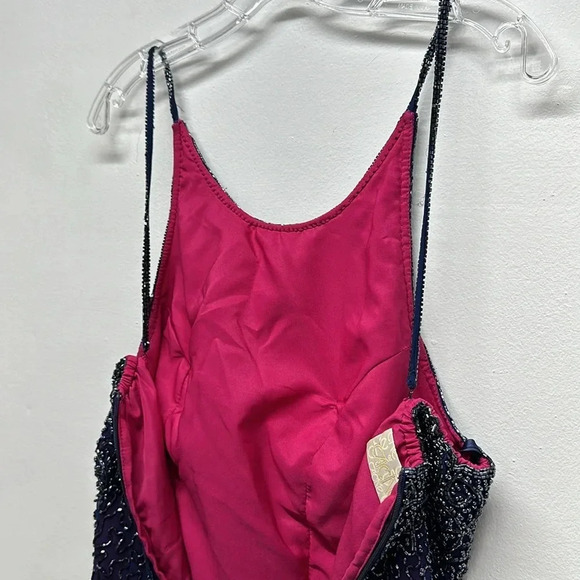 Cache Maxi Gown Dress 100% Silk Slip Beaded Pink Purple Formal 90s Y2K Small - Picture 14 of 17